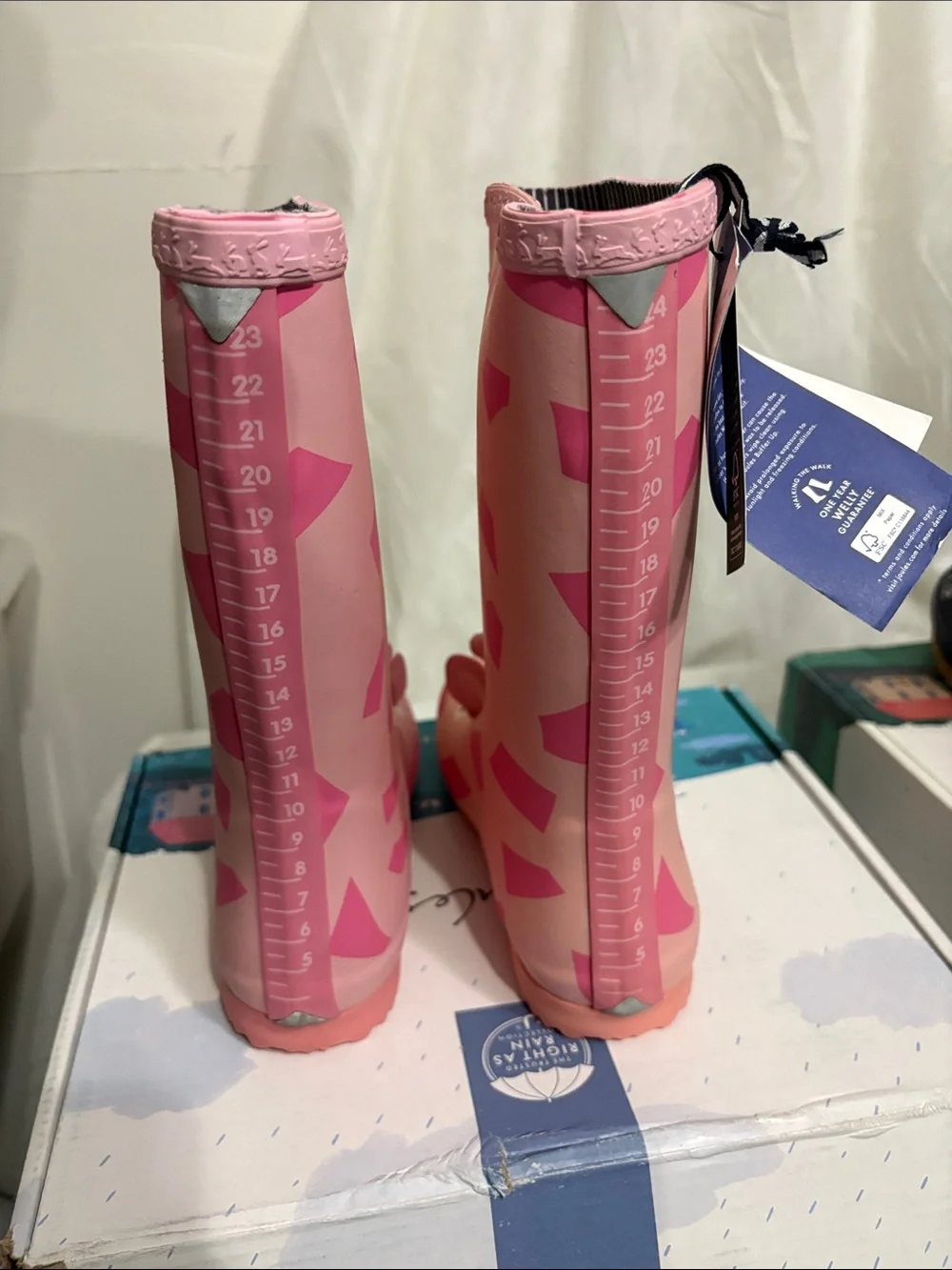 Joules Pink Giraffe Kids Rain Boots Size US 2 NWT